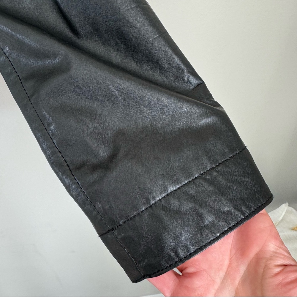 Donna Karan black genuine leather moto jacket, size M. Black label - Picture 7 of 11